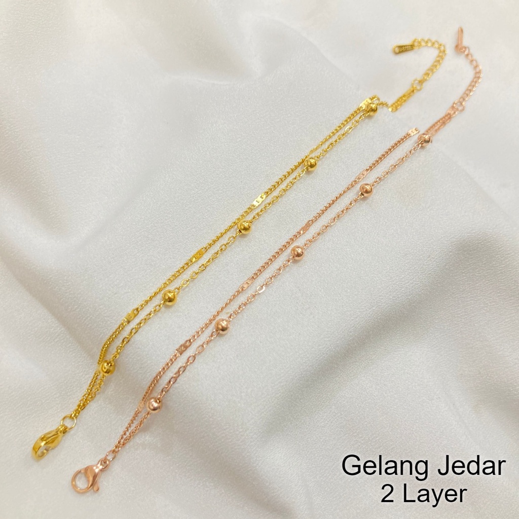 Gelang Jedar Jurai Bola Berjarak Titanium Steel Aksesoris Fashion Trend