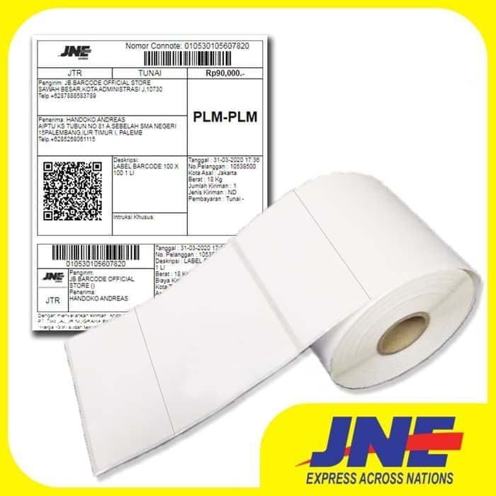 

LABEL BARCODE THERMAL 102 X 127 MM 1LINE GAP CORE 1" ( LABEL JNE )