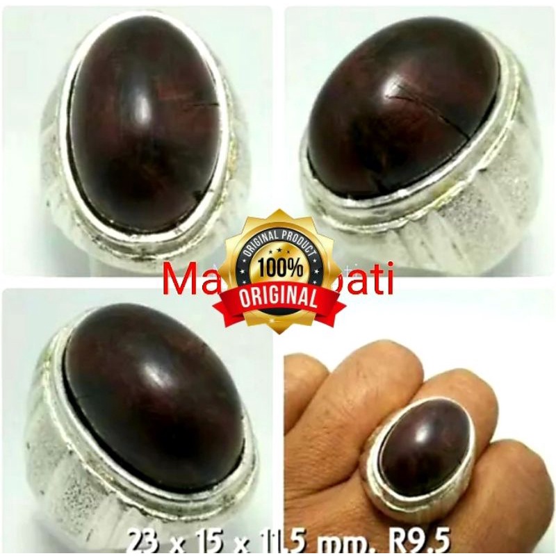 Cincin Akik Kayu Wunglen Sultan Agung Asli Sangat Langka Ring Perak 100% Original