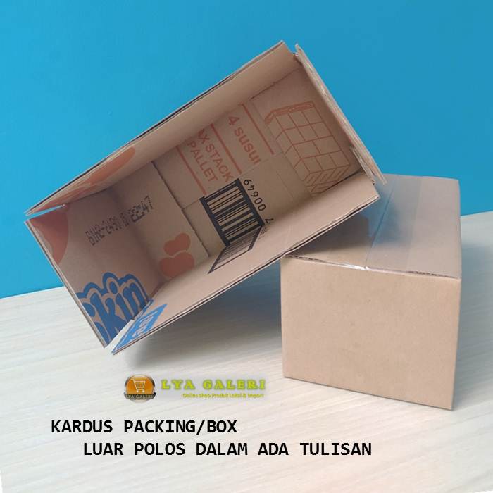 Karton Box Kardus Packing Uk.20x10x8 cm Luar Polos Dalam Ada Tulisan-1