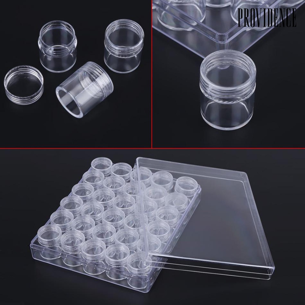 Providence 30 Jars Plastic Transparent Nail Art Rhinestone Storage Box Jewelry Organizer