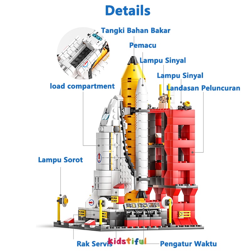 1000Pcs Pesawat Ulang-alik Rocket Tech Edukasi Mainan Bricks Mainan Anak Hadiah Ulang Tahun Anak-anak