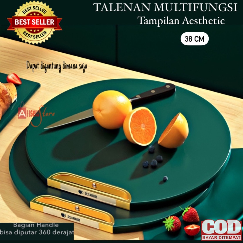 ( BISA COD ) PROMO TALENAN BULAT HIJAU EMERALD ANTI JAMUR BAKTERI / TALENAN SULTAN CUTTING BOARD / TALENAN BULAT BISA PUTAR 360 DERAJAT