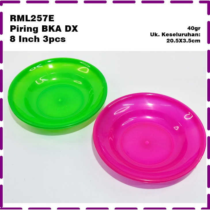 [Set 3pcs] RML257E Piring Makan Plastikl BKA DX 8 Inch 3's