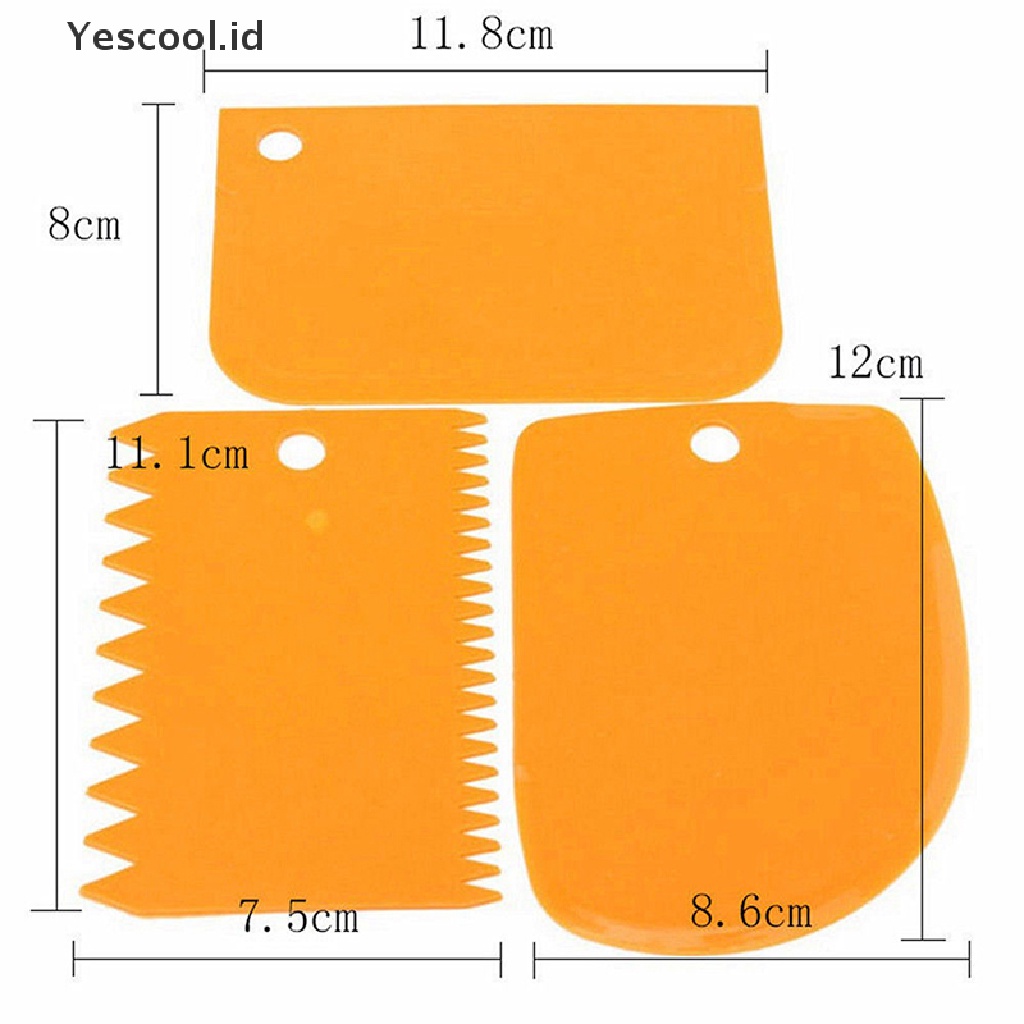 3 Pcs Alat Pengikis Adonan Icing Fondant Bahan Plastik Untuk Dekorasi Kue