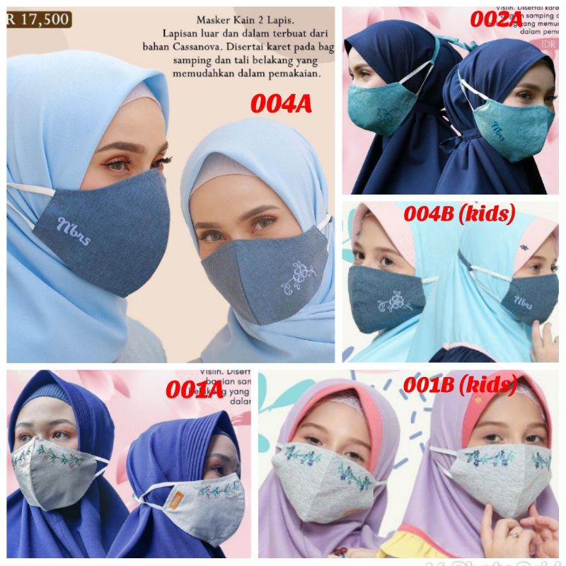 MASKER NIBRAS BORDIR DEWASA DAN ANAK2 || MASKER HIJAB BY NIBRAS