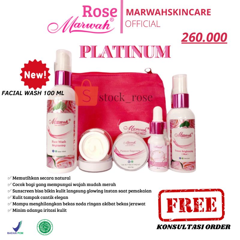 MARWAH PLATINUM / PEMUTIH WAJAH/ KRIM BPOM/ KOSMETIK BPOM/