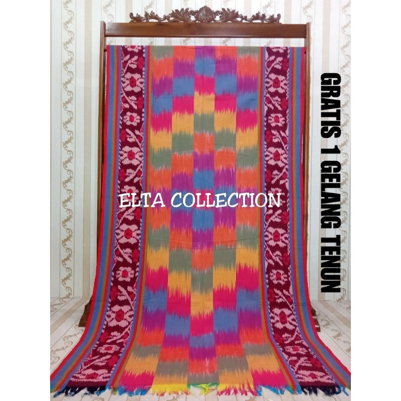 Kain asli tenun khas ntt motive bunga pelangi