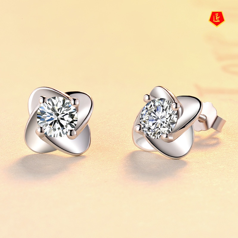 [Ready Stock]925 Silver Stud Earrings for Women Fashion All-Match