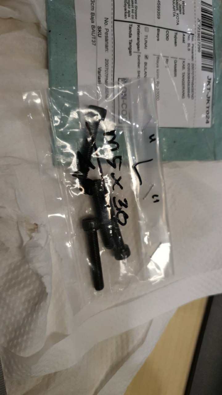Bisa Bayar Di Tempat M5x30 Baut L 3cm Baja Hitam