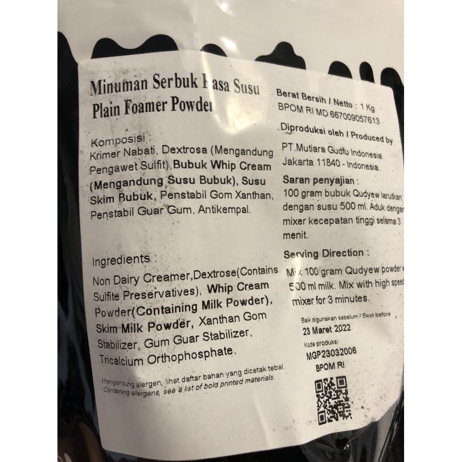 

MACCHIATO POWDER FOAM Plain Foaming Topping Minuman Instan Grosir 1KG