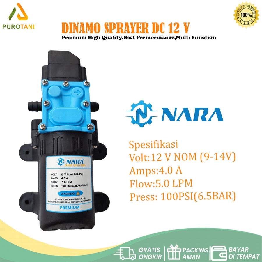 Pompa Air sprayer Dc 12 Volt 5 Lpm NARA Soket Soket