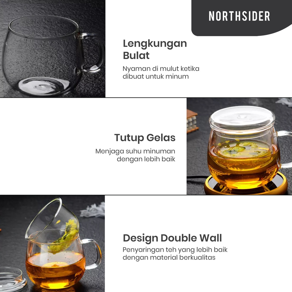 TEA POT GLASS INFUSER 300ML | TEKO TEH SARINGAN KACA - 7A-F016