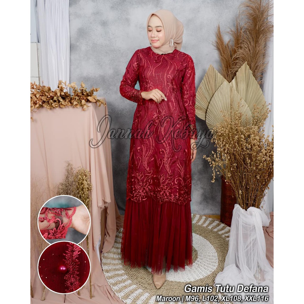 PROMO LONG GAMIS TUTU TULLE MUTIARA BORDIR / LONG GAMIS TULLE MUTIARA PESTA / GAMIS PESTA