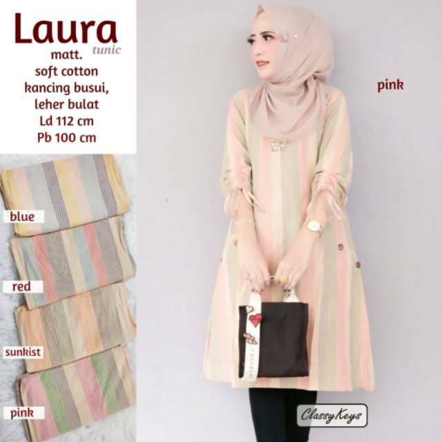 TUNIK - BAJU WANITA - PAKAIAN WANITA - ATASAN WANITA - TUNIK MOTIF GARIS