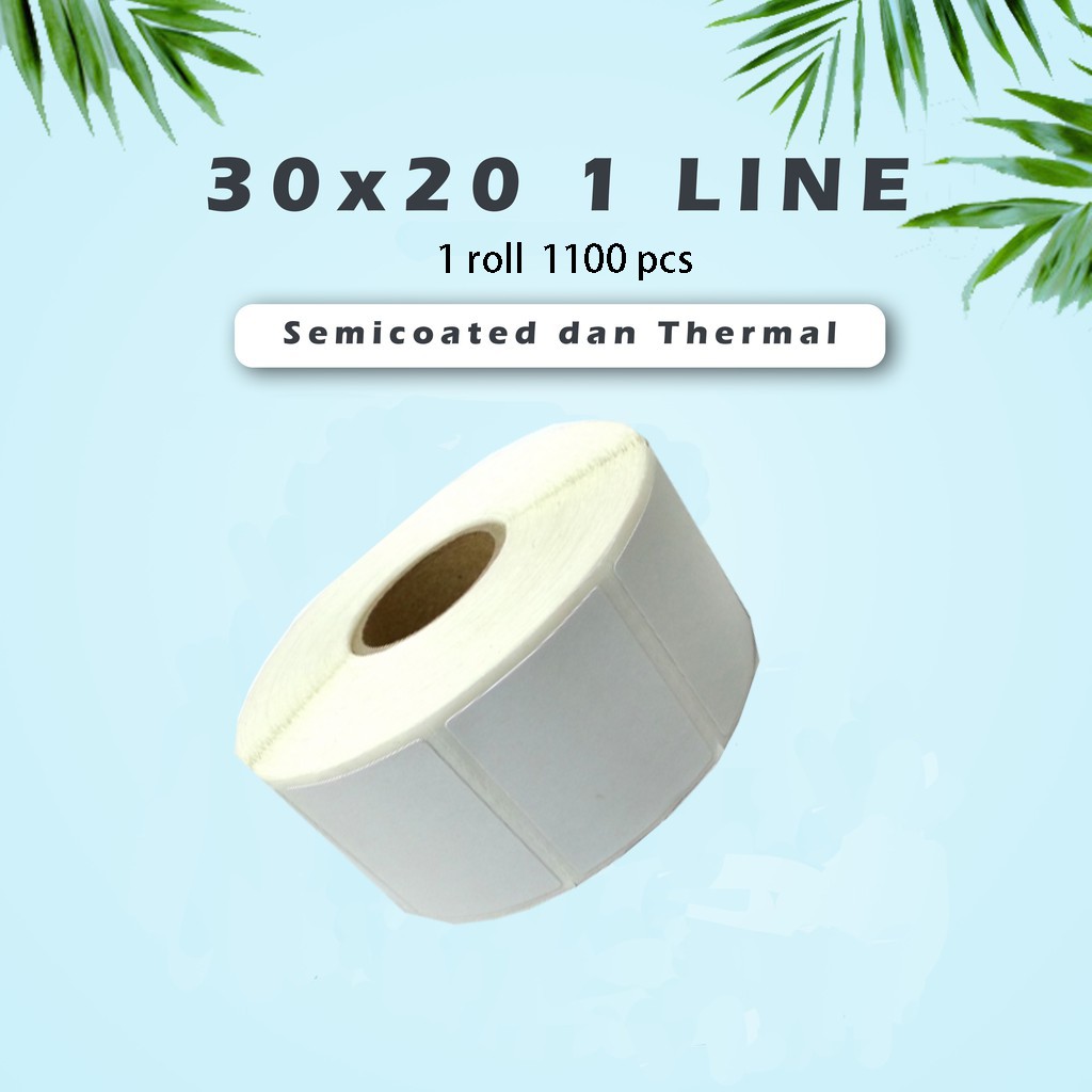 

（Ready）Label Barcode 30 x 20 mm 1 Line 1100pcs/Roll kertas sticker Semicoated dan thermal