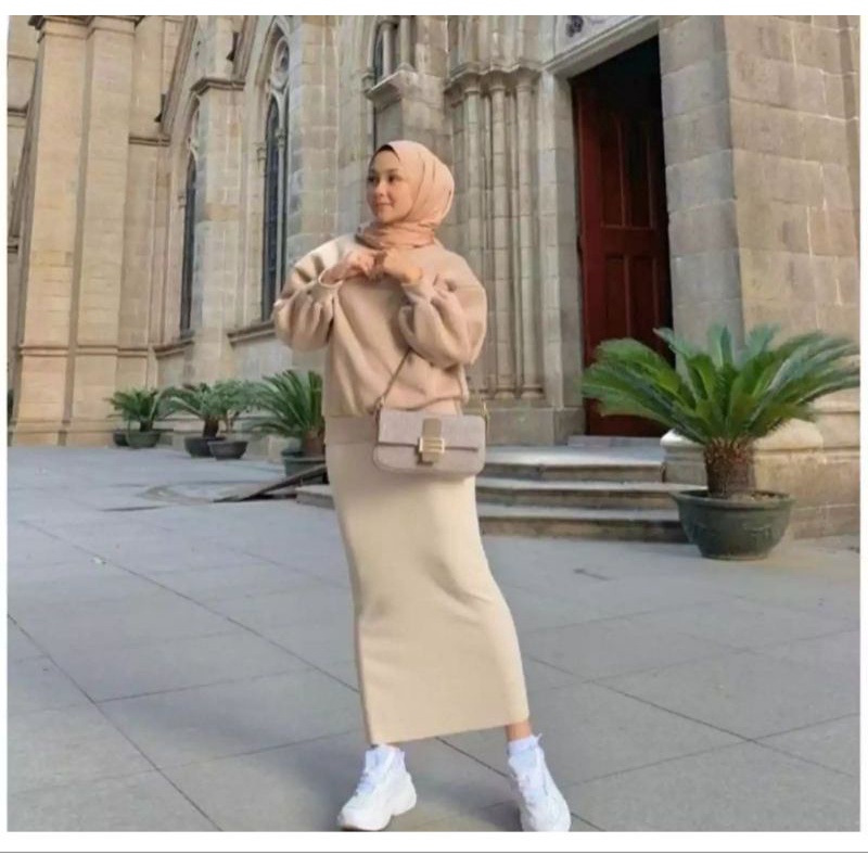 rok rajut premium / rok span knit premium / rok span panjang / knit skirt premium