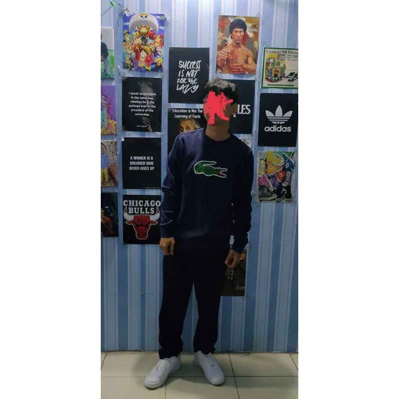 sweater crewneck cn lacoste big logo navy