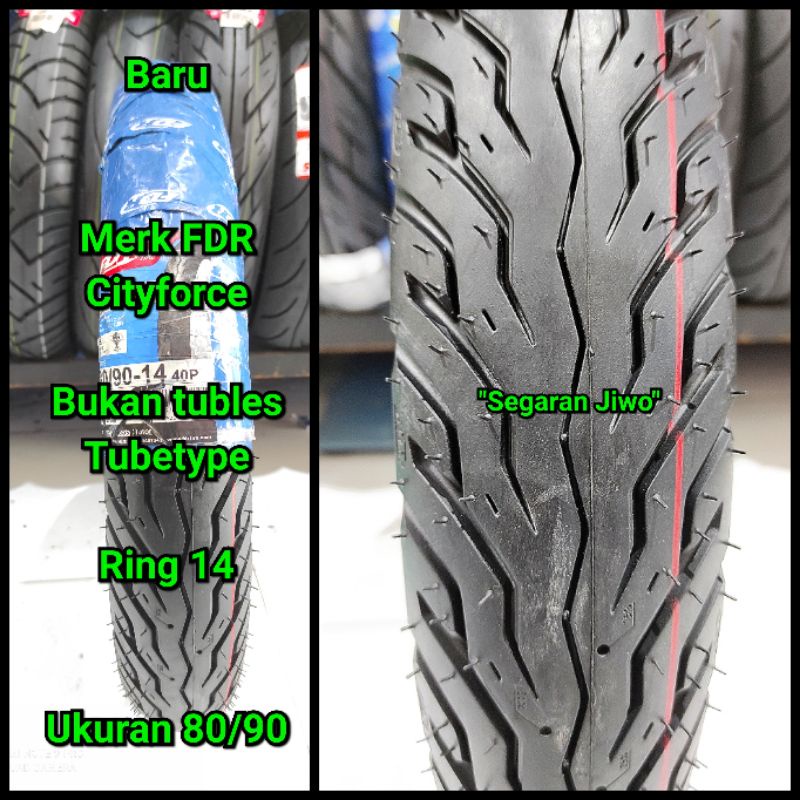 BAN MOTOR MATIC RING 14 UKURAN 80/90 MERK FDR CITY FORCE BAN DEPAN HONDA BEAT, VARIO 110 , VARIO 125