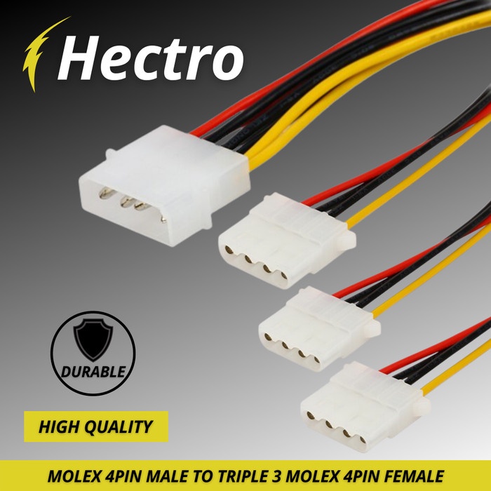 HECTRO Kabel Splitter Molex 4pin male to Triple 3 Molex 4pin Female Extension