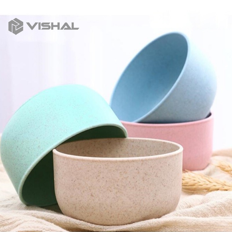 VISHAL Mangkok Wheatstraw Bowl Mangkuk Plastik Microwave Warna Warni Set Baby Bowl 4 Pcs VS-9