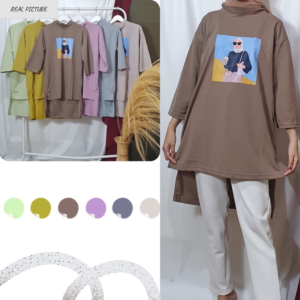 Dailythings Tunik Oversize Brisa Viral Ukuran Fit L sampai XXL Ld 114cm Panjang 76cm