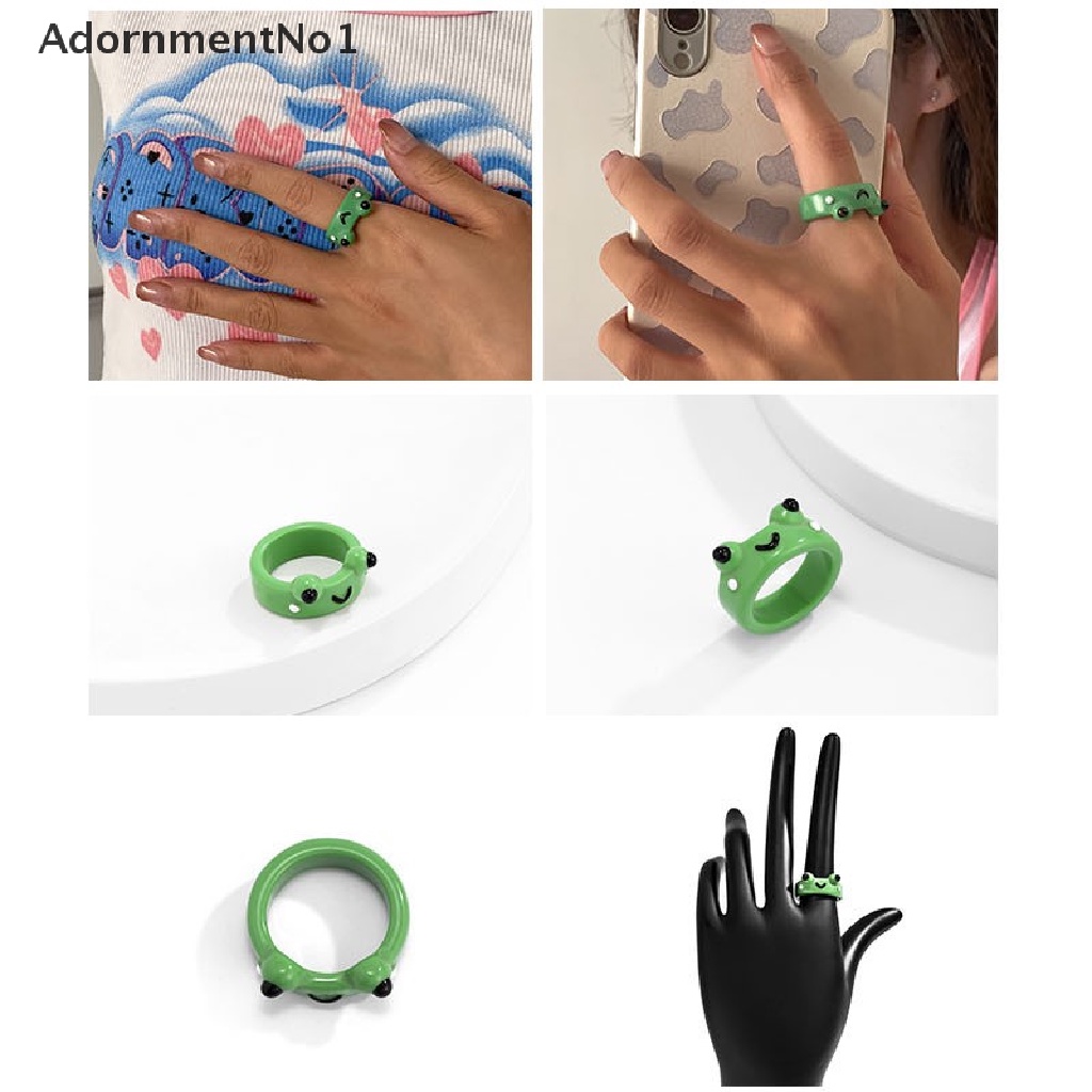 (AdornmentNo1) Cincin Bentuk Katak Bahan Polymer Clay Resin Untuk Wanita