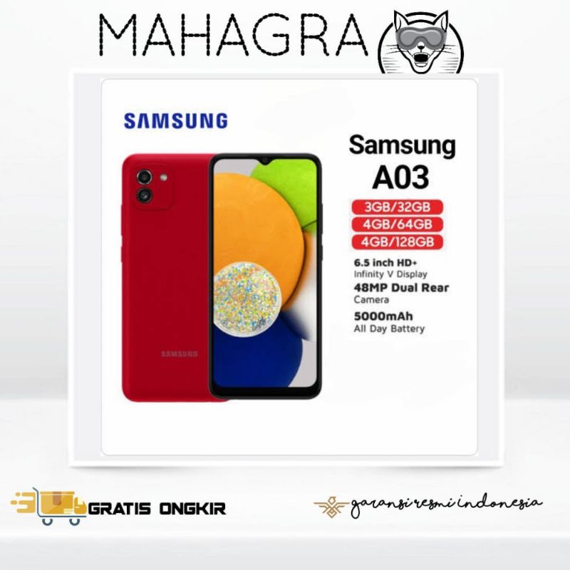 SAMSUNG GALAXY A03 4/128GB Garansi Resmi SEIN 1 Tahun