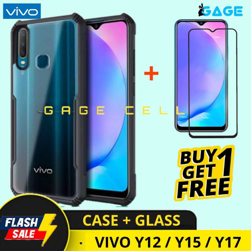 FREE✅ TEMPERED GLASS FULL VIVO Y12 Y15 Y17 - HARDCASE SOFTCASE CASE FUZE ARMOR VIVO Y12 Y15 Y17