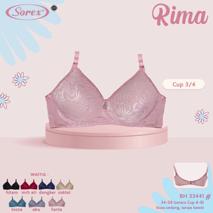 Bh Busa Tipis Tanpa Kawat Bra Sorex Motif Bunga Cantik