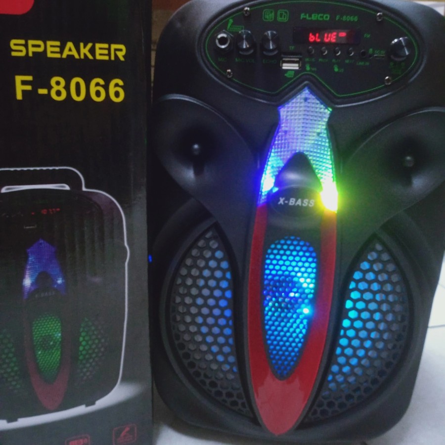 COD Speaker Bluetooth FLECO F-8066/ F-8067 LED 8.5 free mic+remot