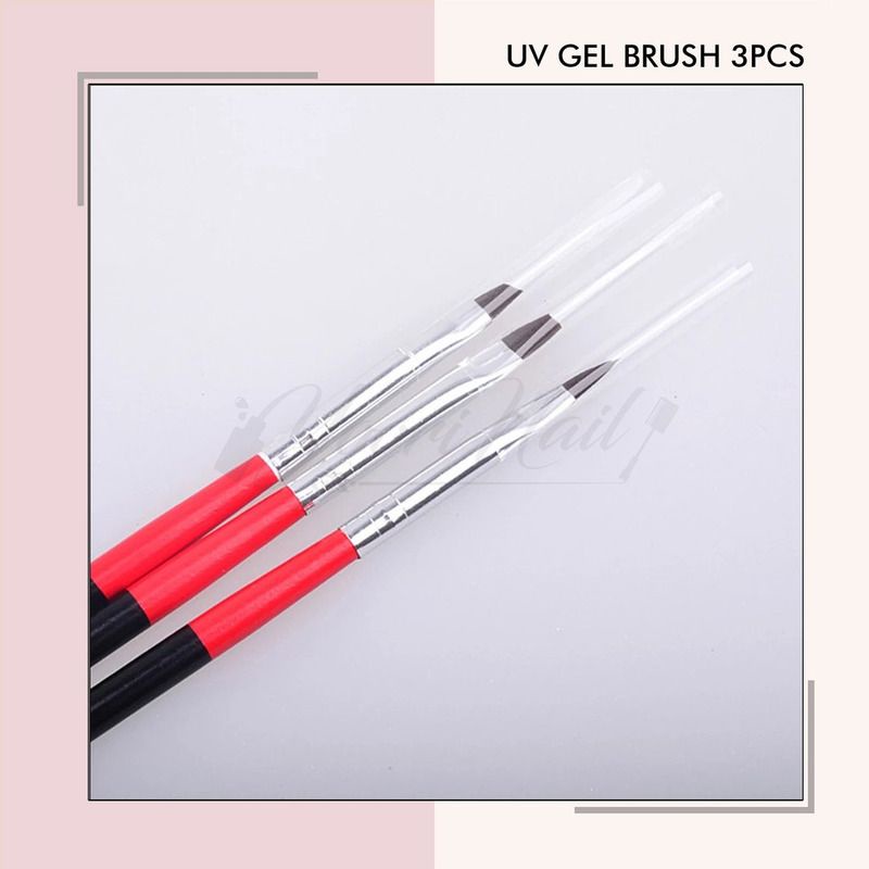 Uv gel brush 3pcs kuas gepeng nail art acrylic brush