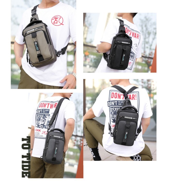 Tas Selempang Pria Anti Air Travel Stylish Multifungsi - Grey