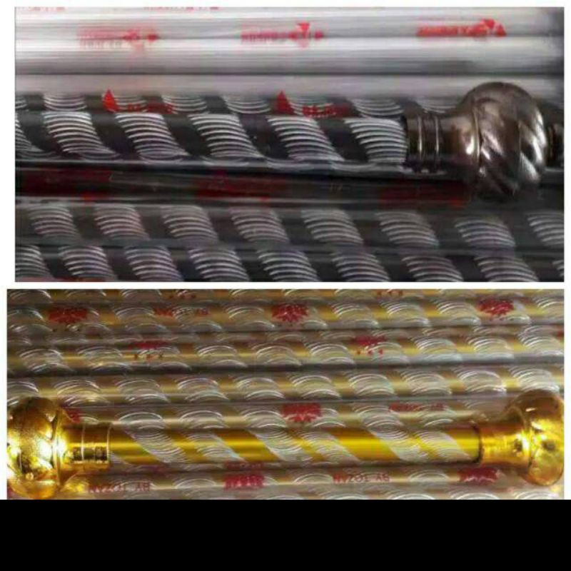 Batang Besi Gorden Gantungan Korden Tiang Gordeng motif uril silver  Gold lebar buletan 5cm panjang 