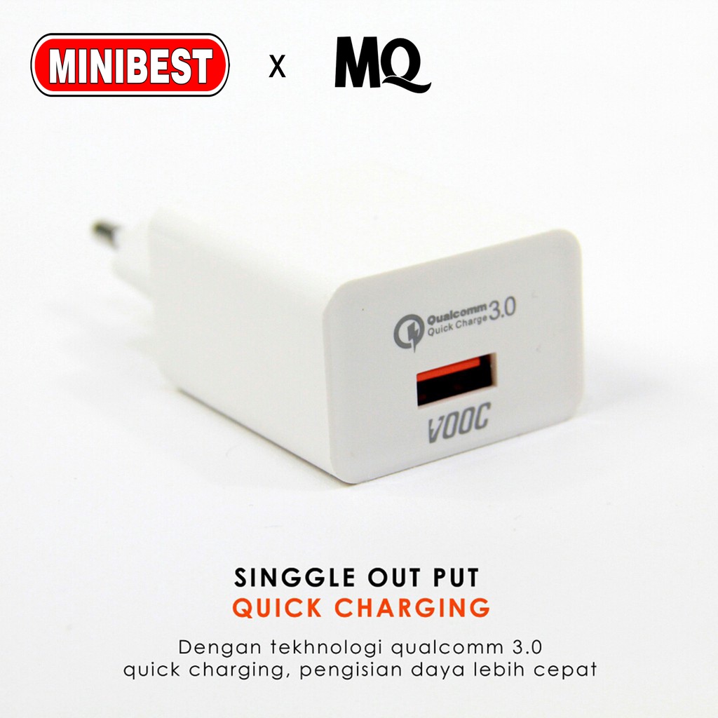 Adapter Charger Dinding Single Port 18W QC3.0 Fast Charging untuk Travel MQ-FT03