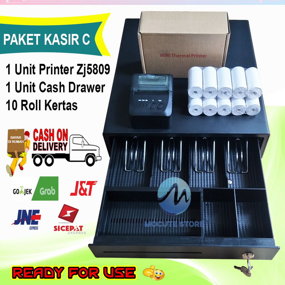 

< SMARTCOM > Paket Kasir C Cash Drawer + Printer 5809 + Kertas Struk 58mm