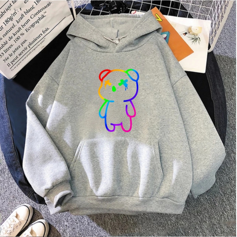 Hoodie Jumper Dewasa Beruang Teddy Bear 010 Warna Pelangi