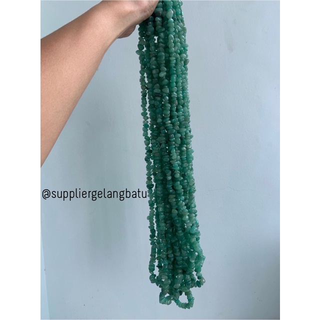 kerikil Batu mix giok hijau muda 2cm bahan gelang kalung green pecah