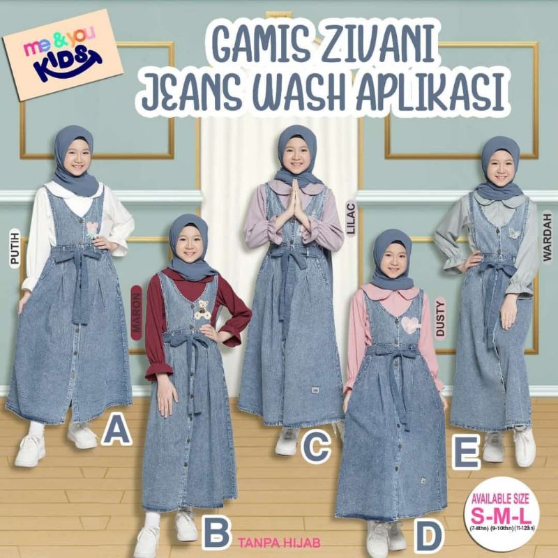 Gamis Anak Cewe 8-13 Tahun/ Gamis Zivani Jeans Wash/ Gamis Anak Cewe/ Gamis Jeans/ Baju Kodok Jeans 