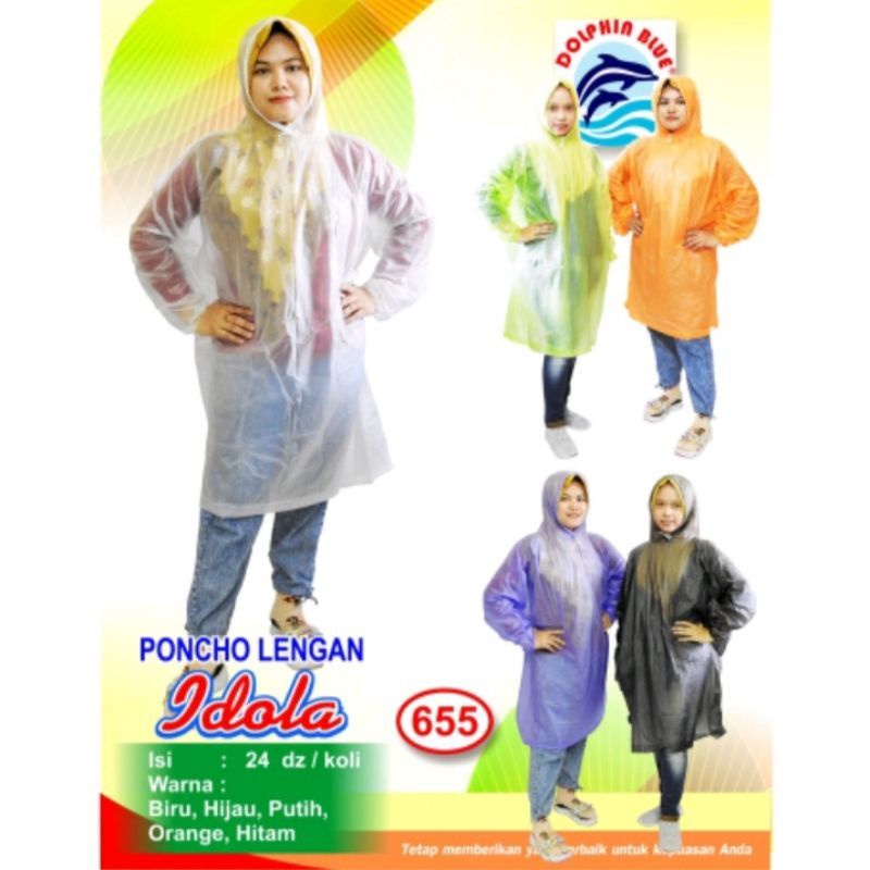 Mantel Hujan Ponco Lengan || Setelan Jas hujan jaket celana Dolphin Idola || Jas Hujan Motor || Jas Hujan Dewasa Murah