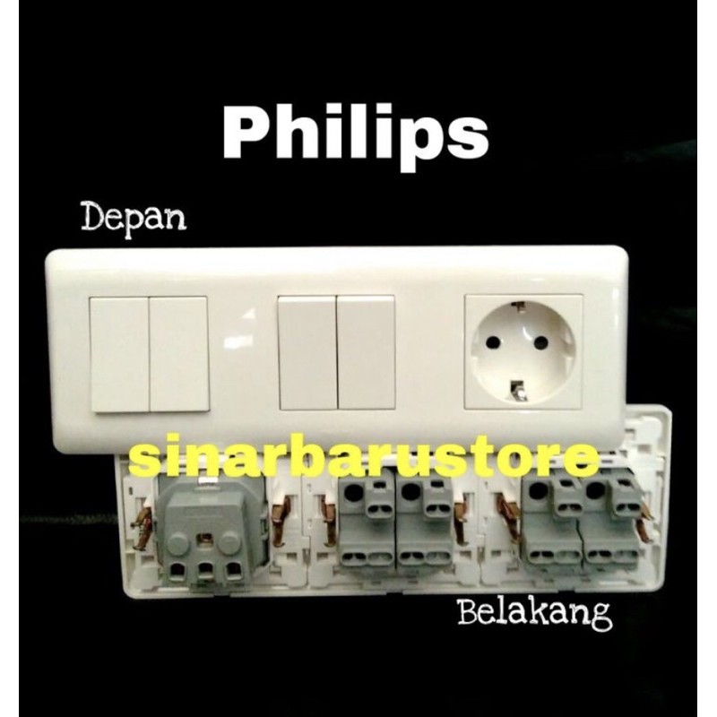 Doble/Dua Saklar Seri + Stop Kontak Arde IB/Tanam "Philips"