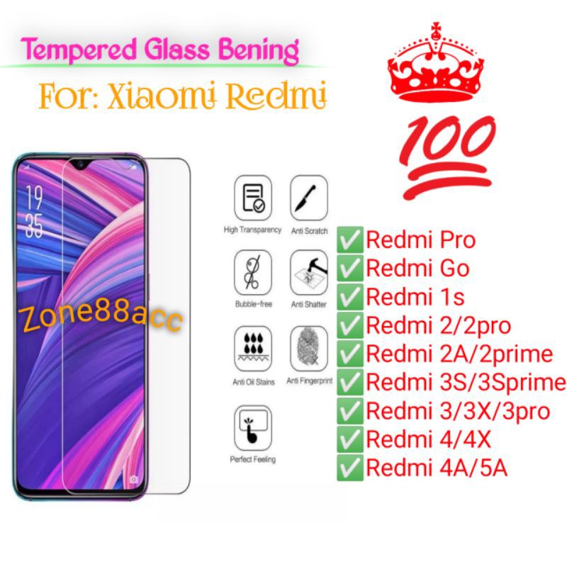 Redmi Go 1s 2 2pro 2A 3S 3 3X 3pro 4 4x 4A 5A Pro Prime Antigores Bening Screen Guard protector TG