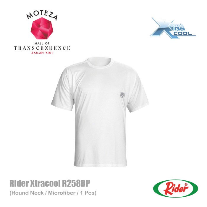 Kaos Dalam Xtracool Pria T-Shirt - Round Neck - RIDER R258BP BW - 1 pc - Putih, L
