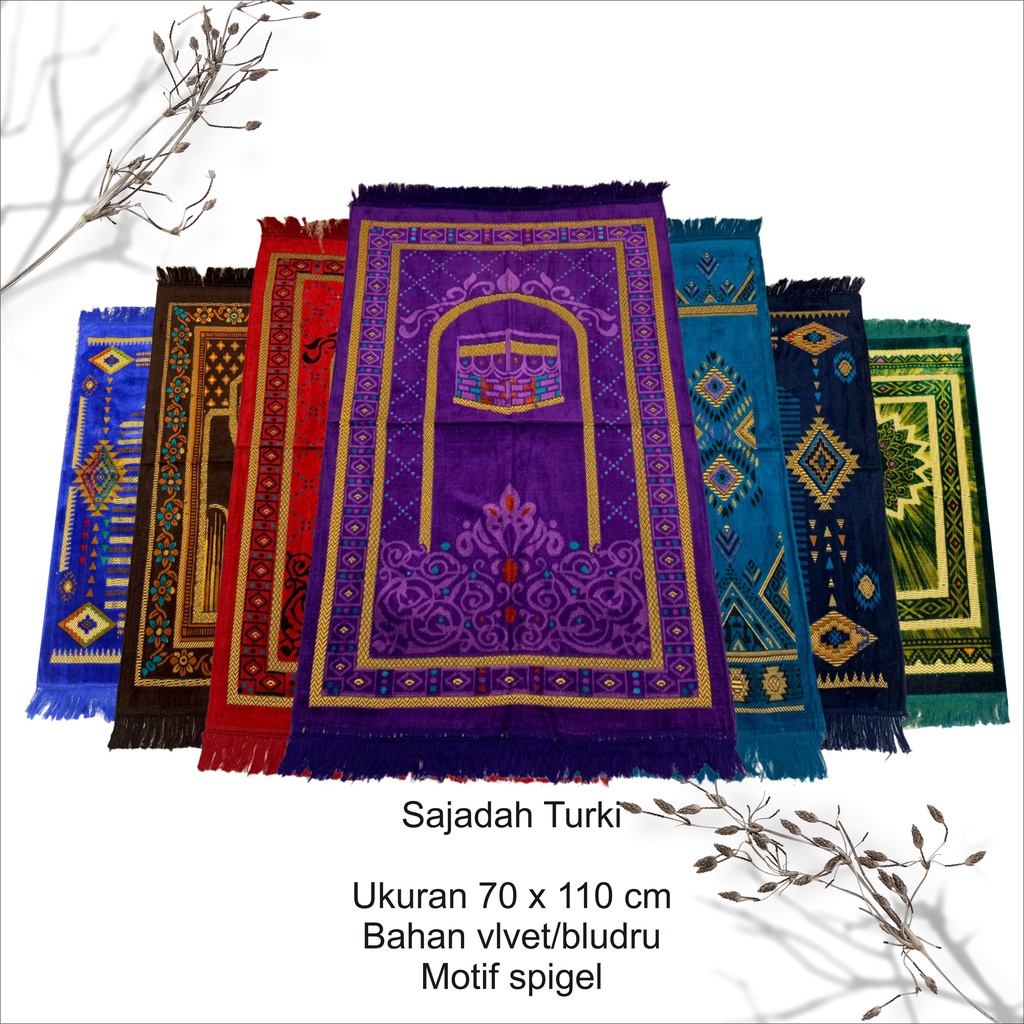 Sajadah Turkey Bludru Premium &amp; sajadah souvenir ukuran 110x70 cm