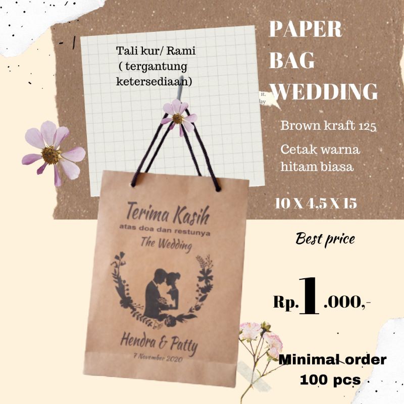 

(100 PC ) Paper bag snack wedding/ paper bag snack custom murah