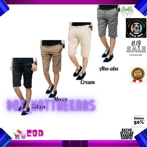 [BIG SIZE] Celana Chino Pendek Pria mick pinggang karet rip katun twill krem coklat surfing santaI