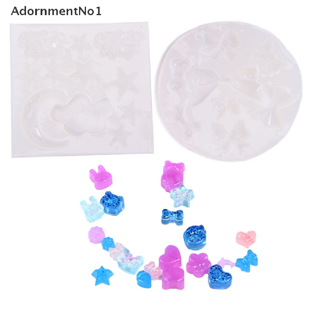 (AdornmentNo1) Cetakan Resin Epoksi Bentuk Bulan / Bintang / Pita Bahan Silikon Untuk DIY Perhiasan Handmade