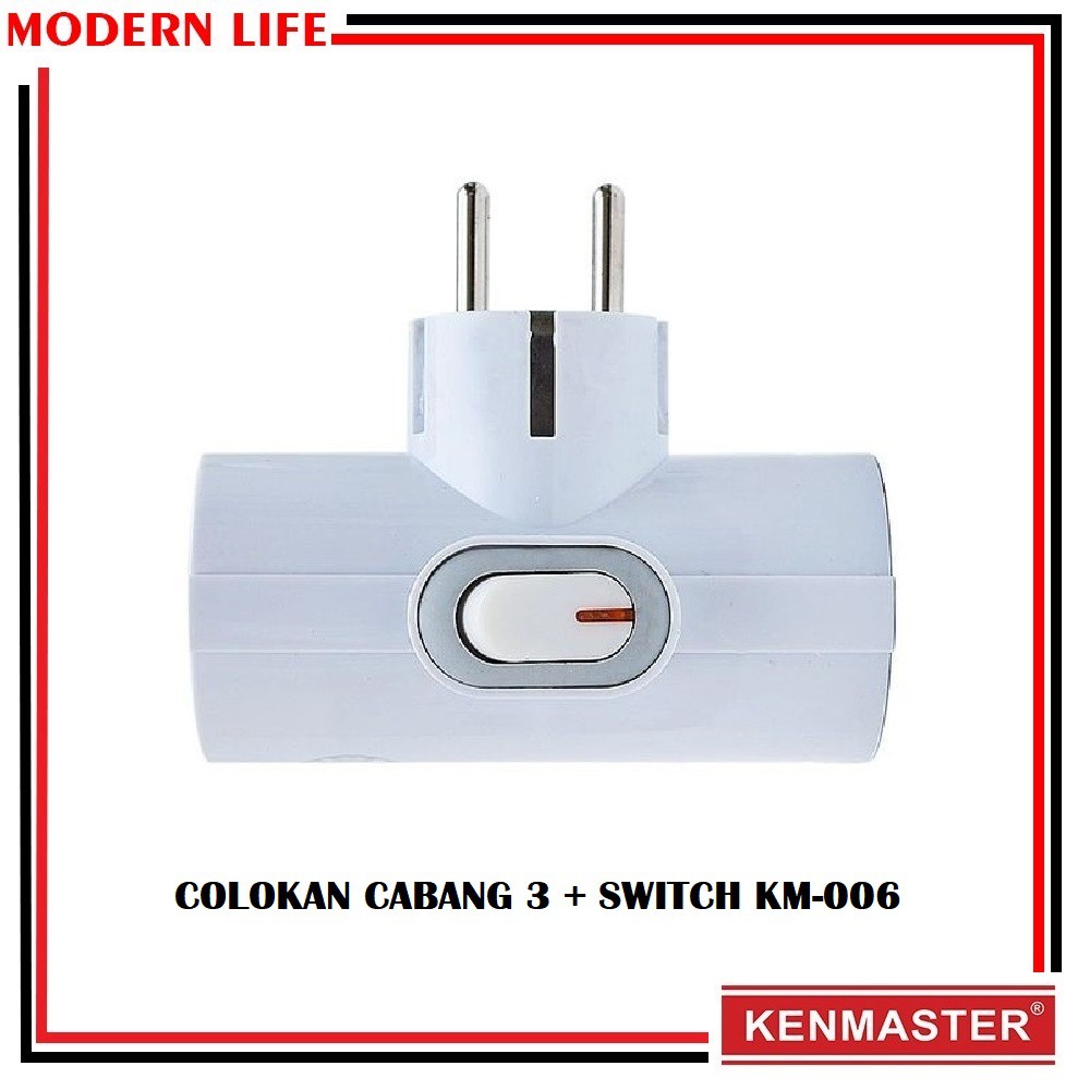 Plug Adaptor + Switch / Steker Adaptor + Saklar / Colokan 3 Kenmaster