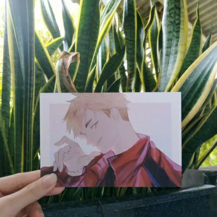 Postcard Anime Haikyuu Inarizaki Miya Atsumu Red Jacket by @4HeyHeyHey12 (Ready Indo)