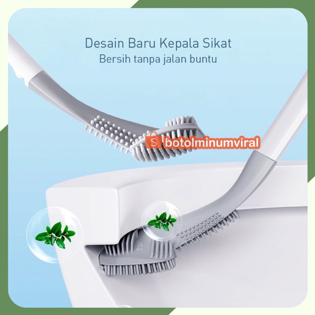 Sikat Toilet WC Kamar Mandi Silikon Flexible Sikat Desain Tongkat Golf Multifungsi